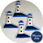 8020-P8 - Painted Wood Blue Lighthouses - 6 Pack